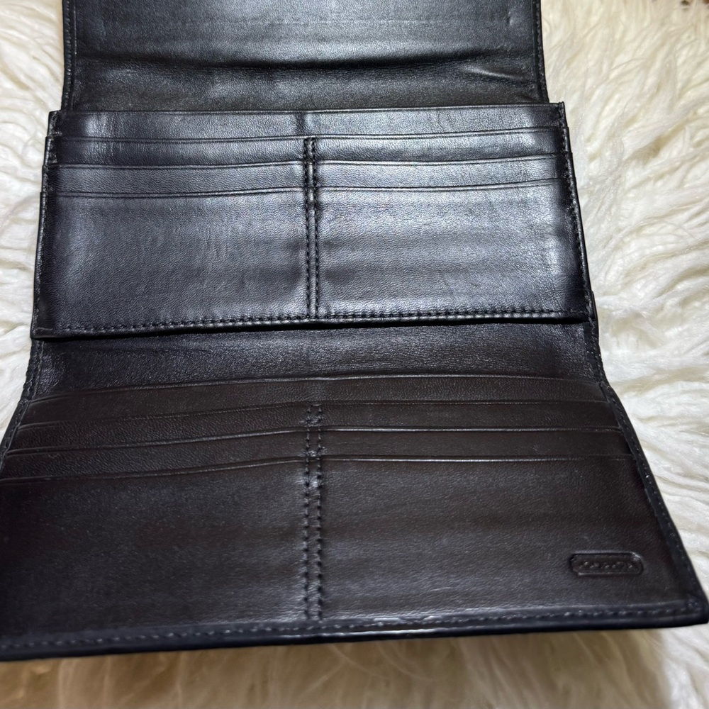Vintage Coach Black Jacquard Leather Wallet Clutch - Picture 11 of 11
